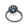 925 Sterling Silver Oval Art Round Cubic Zirconia Wedding Engagement Ring