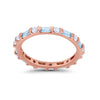 925 Sterling Silver Full Eternity Stackable Baguette Cubic Zirconia Wedding Band