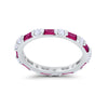 925 Sterling Silver Full Eternity Stackable Baguette Cubic Zirconia Wedding Band