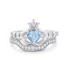 925 Sterling Silver Two Piece Claddagh Bridal Set Cubic Zirconia Heart Ring