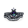 925 Sterling Silver Two Piece Claddagh Bridal Set Cubic Zirconia Heart Ring