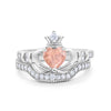 925 Sterling Silver Two Piece Claddagh Bridal Set Cubic Zirconia Heart Ring