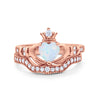 925 Sterling Silver Two Piece Claddagh Bridal Set Cubic Zirconia Heart Ring