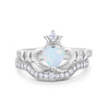 925 Sterling Silver Two Piece Claddagh Bridal Set Cubic Zirconia Heart Ring