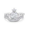 925 Sterling Silver Two Piece Claddagh Bridal Set Cubic Zirconia Heart Ring