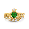 925 Sterling Silver Two Piece Claddagh Bridal Set Cubic Zirconia Heart Ring