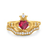 925 Sterling Silver Two Piece Claddagh Bridal Set Cubic Zirconia Heart Ring
