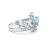 925 Sterling Silver Two Piece Claddagh Bridal Set Cubic Zirconia Heart Ring