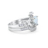 925 Sterling Silver Two Piece Claddagh Bridal Set Cubic Zirconia Heart Ring