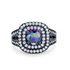 925 Sterling Silver Cubic Zirconia Double Split Shank Wedding Engagement Ring