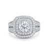 925 Sterling Silver Cubic Zirconia Double Split Shank Wedding Engagement Ring