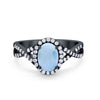 925 Sterling Silver Oval Cubic Zirconia Infinity Shank Art Deco Halo Ring