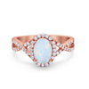 925 Sterling Silver Oval Cubic Zirconia Infinity Shank Art Deco Halo Ring