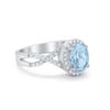 925 Sterling Silver Oval Cubic Zirconia Infinity Shank Art Deco Halo Ring