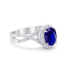 925 Sterling Silver Oval Cubic Zirconia Infinity Shank Art Deco Halo Ring