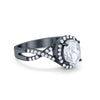 925 Sterling Silver Oval Cubic Zirconia Infinity Shank Art Deco Halo Ring