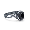 925 Sterling Silver Oval Cubic Zirconia Infinity Shank Art Deco Halo Ring