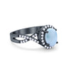 925 Sterling Silver Oval Cubic Zirconia Infinity Shank Art Deco Halo Ring