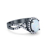 925 Sterling Silver Oval Cubic Zirconia Infinity Shank Art Deco Halo Ring