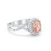 925 Sterling Silver Oval Cubic Zirconia Infinity Shank Art Deco Halo Ring