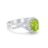 925 Sterling Silver Oval Cubic Zirconia Infinity Shank Art Deco Halo Ring