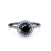 925 Sterling Silver Halo Art Deco Wedding Engagement Ring Round Cubic Zirconia