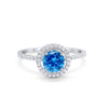 925 Sterling Silver Halo Art Deco Wedding Engagement Ring Round Cubic Zirconia