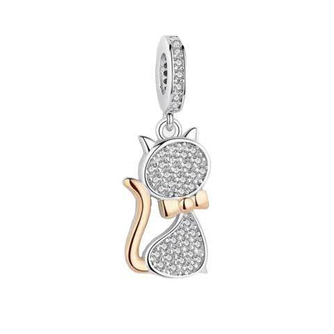 Lovely Cat Charm Beads Pendant With Real 925 Sterling Silver
