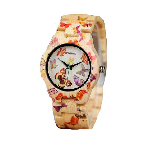 New Bird Design Ladies Wood Watch With Bamboo Band For Women