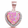 925 Sterling Silver Halo Heart Charm Round CZ Necklace Pendant