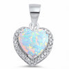 925 Sterling Silver Halo Heart Charm Round CZ Necklace Pendant
