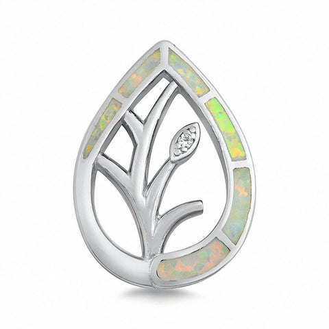 925 Sterling Silver Art Deco Teardrop Pear Flower Pendant