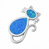 925 Sterling Silver Created Opal Necklace Pendant