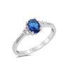 925 Sterling Silver Cut Created Blue Opal Round Clear CZ Engagement Ring