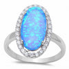 925 Sterling Silver Created Opal Oval Cocktail Ring
