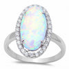 925 Sterling Silver Created Opal Oval Cocktail Ring
