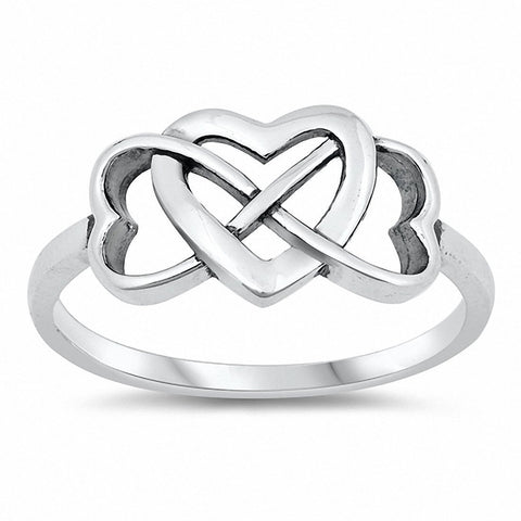 925 Sterling Silver Heart Infinity Love Ring Band