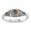 925 Sterling Silver Antique Desing Round Filigree Design Simulated Ring