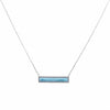 925 Sterling Silver Necklace Created Blue Opal Bar Pendant