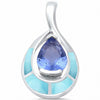 925 Sterling Silver Teardrop Pear Simulated Tanzanite Pendants