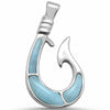 925 Sterling Silver Charm Simulated Stone Fish Hook Pendant