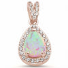 925 Sterling Silver Halo Teardrop Pear Shape Simulated Round CZ Pendant