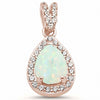 925 Sterling Silver Halo Teardrop Pear Shape Simulated Round CZ Pendant