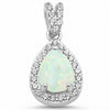 925 Sterling Silver Halo Teardrop Pear Shape Simulated Round CZ Pendant