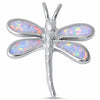 925 Sterling Silver Dragonfly Simulated Stone Pendant