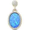 925 Sterling Silver Created White Opal Round Simulated CZ Pendant