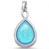 925 Sterling Silver Twisted Solitaire Teardrop Pear Simulated Stone Pendant
