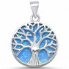 925 Sterling Silver Tree of Life Charm Simulated Stone Pendant