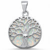 925 Sterling Silver Tree of Life Charm Simulated Stone Pendant