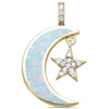 925 Sterling Silver Crescent Moon Dangling Star Pendant